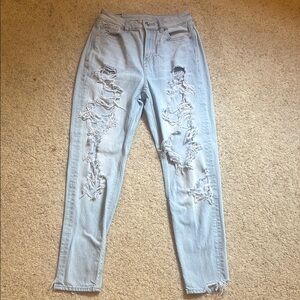 American Eagle Blue Boyfriend Ripped Jeans
